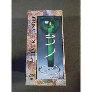 Davco Silver Green Glass, LTD. Single Floating Candle Holder, 6 1/2” ~ trl7#73